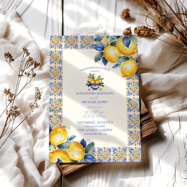 Invitation Chic Lemon Floral Verdure Mariage méditerranéen (Créateur téléchargé)