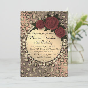 Invitation Chic Leopard Rose Fabuleux 40e anniversaire