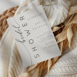 Invitation Chic Light Grey & Elegant Tyography Bridal Shower