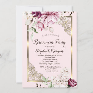 Invitation Chic Lilac Flowers Gold Frame Retraite