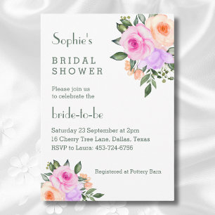 Invitation Chic Lilac Roses Roses Roses Rose Bright Floral Fê