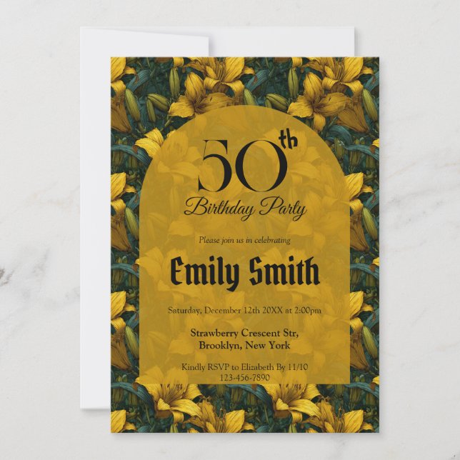 Invitation Chic Lilies Charm 60Th Birthday (Devant)