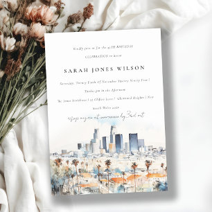 Invitation Chic Los Angeles, Californie Aquarelle Anniversair