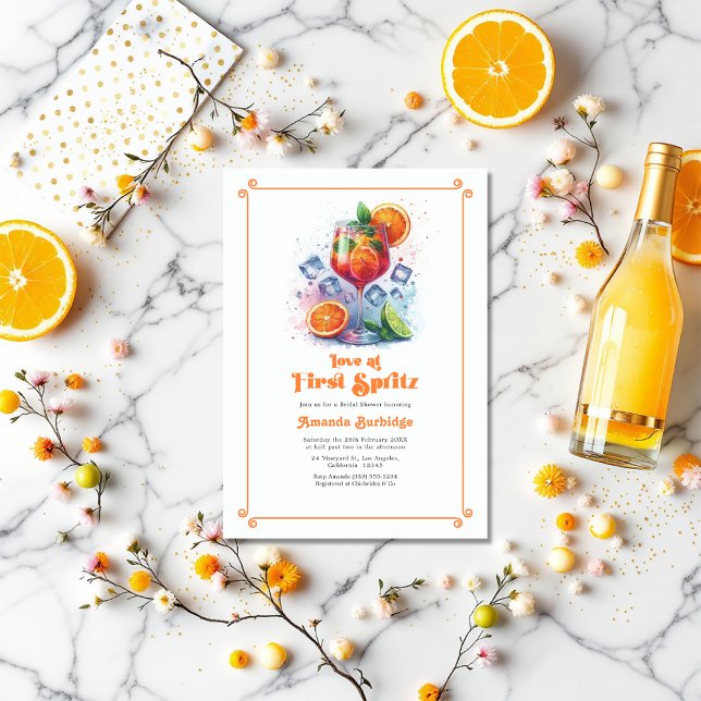 Invitation Chic Love à la Fête des mariées First Spritz (Chic Love at First Spritz Bridal Shower Invitation)