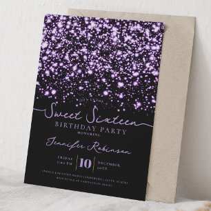 Invitation Chic Lumières Pailletées Sweet 16 Anniversaire Vio