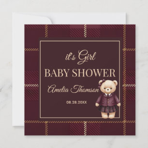 Invitation Chic Luxe Ours en peluche Baby Shower