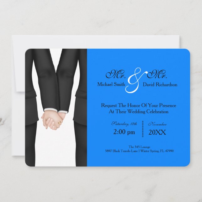 Invitation Chic M. Et M. Tuxedo Couple Mariage Célébration (Devant)