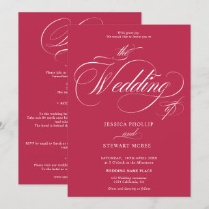 Invitation Chic magenta rose tout en un mariage de calligraph