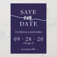 Chic mariage bleu marine calligraphie Enregistrer
