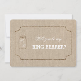 Invitation Chic Mariage Mason Jar Linen Canvas BAIN À ANNEAU 