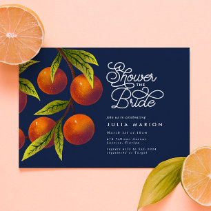Invitation Chic Marine Oranges Bleues Fête des mariées Citrus