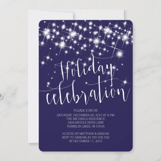 Invitation Chic Merry & Bright Sparkles Fête (Devant)