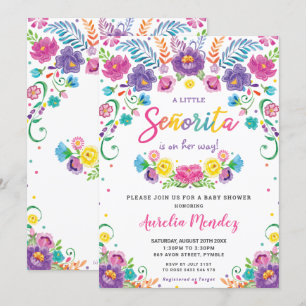 Invitation Chic Mexicaine Floral Senorita Baby shower Girl