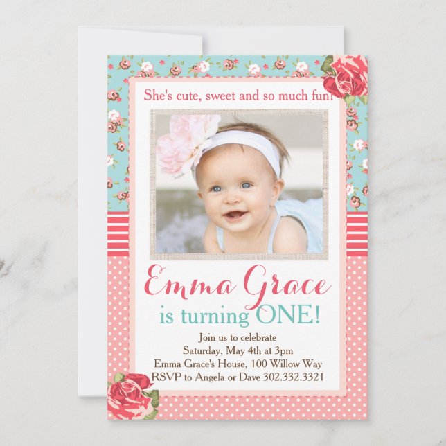 Invitation chic minable de photo d'anniversaire (Devant)