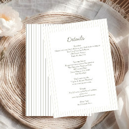 Invitation Chic Minimalist Stripe Green Wedding Details