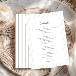 Invitation Chic Minimalist Stripe Green Wedding Details