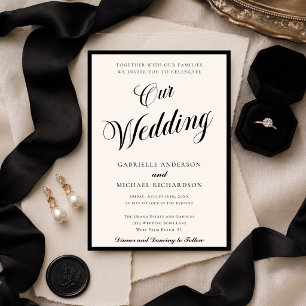 Invitation Chic Minimaliste Vieille Fortune Noir Ivoire Notre