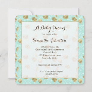 Invitation Chic Mint et Gold Diamonds Baby shower