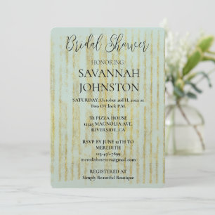 Invitation Chic Mint Glam Gold Stripes Fête des mariées