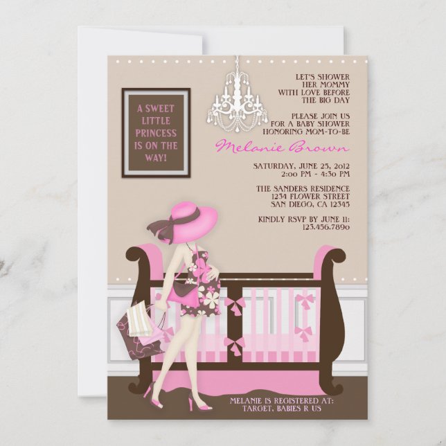 Invitation Chic Modern Mom Baby shower contemporain Invitatio (Devant)