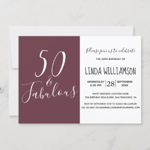 Invitation Chic Moderne 50 Fabuleux Bourgogne 50e anniversair
