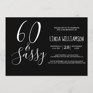 Invitation Chic Moderne 60 Ans Ans 60e Anniversaire Noir Blan