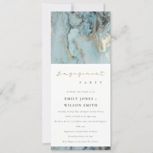 INVITATION CHIC MODERNE AQUA DUSKY BLUE GOLD AGATE FIANÇAILLE