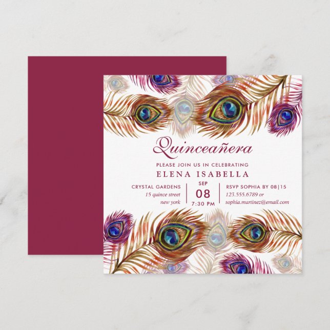 Invitation Chic moderne baroque 15e anniversaire Quinceanera (Devant / Derrière)