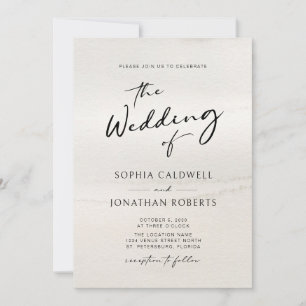 Invitation Chic Moderne Calligraphie Mariage Tons Terre