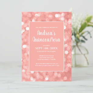 Invitation Chic moderne élégant Bokeh Lumières Quinceañera