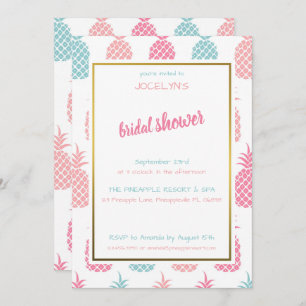 Invitation Chic moderne Fête des mariées d'ananas tropicale
