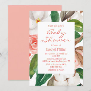 Invitation Chic Moderne Floral Aquarelle Baby shower fille