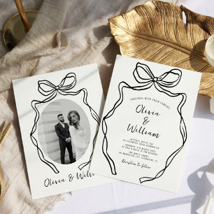 Invitation Chic moderne main tiré Bow Mariage Whimsical