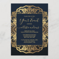 Chic Moderne Marine Blue Gold Mandala