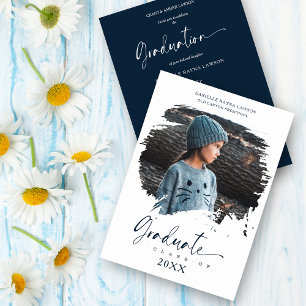 Invitation Chic Moderne Marine Brushtroke Effet Graduation