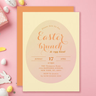 Invitation Chic Moderne Pâques Brunch Chasse Oeuf Jaune Orang