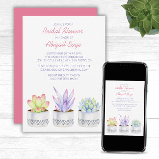 Invitation Chic, moderne Plante Boho Fête des mariées succule