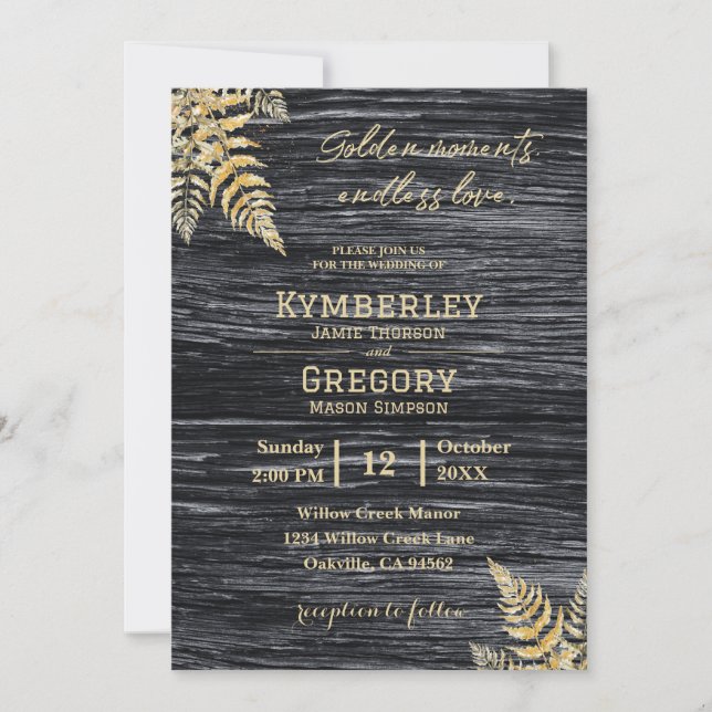Invitation Chic moderne Rustique moments dorés sans fin amour (Devant)