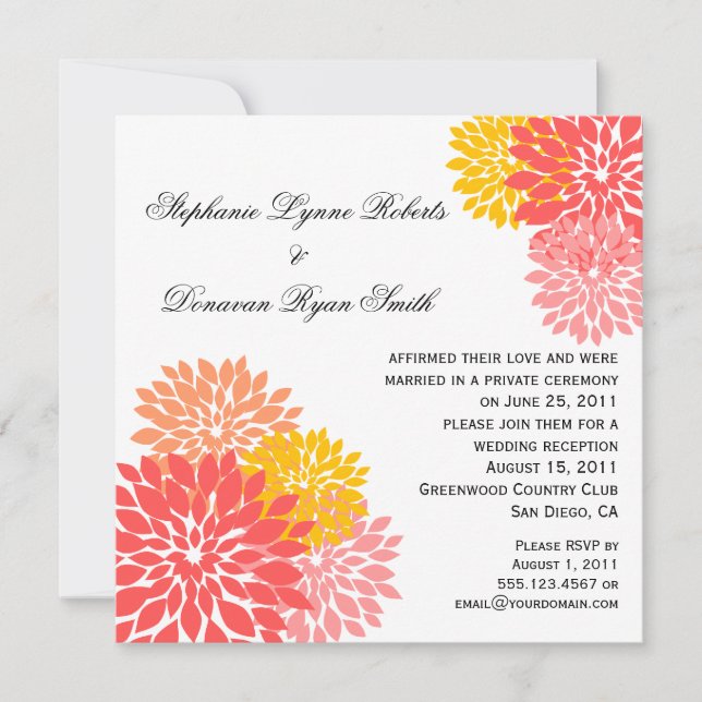 Invitation Chic Moderne Saumon Peach Gold Flower pétales (Devant)