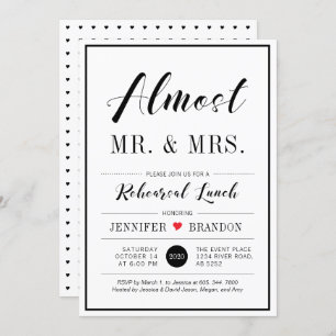 Invitation Chic Moderne Typographie Mariage Déjeuner de répét