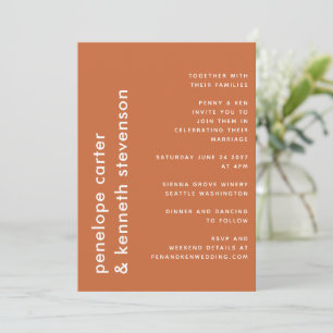 Invitation Chic ModernTypographie   Mariage orange brûlé