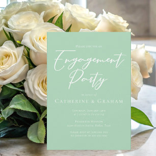 Invitation Chic Monnaie Vert Jeu d'engagement de Script Blanc