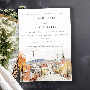 Invitation Chic Montpelier Ville Scape Vermont Fiançailles