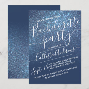 Invitation Chic Navy Blue Parties scintillant brillante Ombre