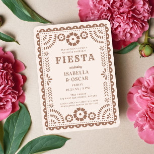Invitation Chic Neutral Papel Picado Dîner de répétition Mari