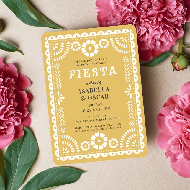 Invitation Chic Neutral Papel Picado Dîner de répétition Mari (Créateur téléchargé)