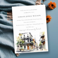 Chic New Orleans Louisiane Aquarelle Anniversaire