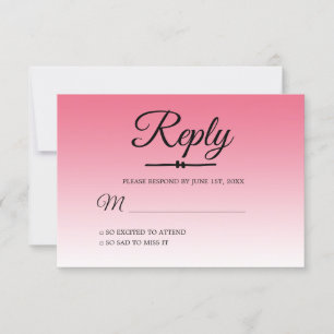 Invitation Chic Ombre rose d'été doux 16 RSVP