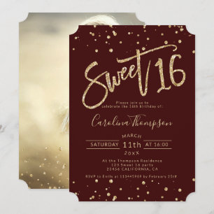 Invitation Chic or parties scintillant confetti burgundy Swee
