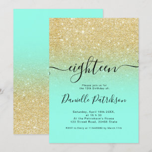 Invitation Chic or parties scintillant scintille mint ombre d